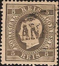 036.pl12.015.fb
CE 36
5 rÃ©is
Tipo VII
Papel Liso
Denteado 12 1/2
C.Nominativo DG-34 "ANADIA"
