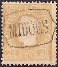 039.pl12.007.iv
CE 39
20 rÃ©is
Tipo II
P. Liso
Dent. 12 1/2
C.Nominativo DG-237 "MIDÃ•ES" 
(batido a preto)
