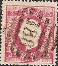 040.pl13.022.fb
CE
25 rÃ©is
Tipo XV
P.Liso
Dent. 13 1/2
C.Barras 3:2:3 Nr. 188 de Torres Novas
