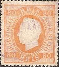 042.PP13.001.fb
CE 42
80 rÃ©is
Tipo I
P.Porcelana
Dent. 13 1 /2
C.Telegrafia (oval) "CALHARIZ" (violeta)
