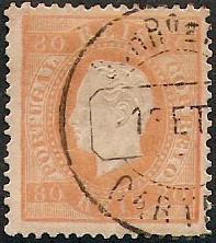 042.pl12.005.iv
CE 42
80 rÃ©is
Tipo II
P. Liso
Dent. 12 1/2
C. Datado (circular) do Cartaxo
