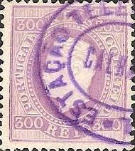 047.PP12.001.fb
CE 47
300 rÃ©is
Tipo I
P.Porcelana
Dent. 12 1/2
C.Telegrafia (oval) "CALHARIZ" (violeta)

