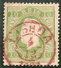 049.pl13.009.iv
CE 49
10 rÃ©is
Tipo III
P. Liso
Dent. 13 1/2
C. Datado (duplo cÃ­rculo) de Lisboa 
(batido a vermelho)

