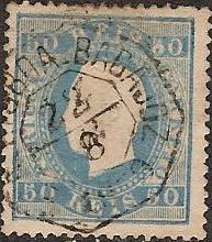 050.PL13.005.fb
CE 50
50 rÃ©is
Tipo I
P.Liso
Dent. 13 1/2
C.Amb.Postal (octogonal)
