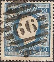 050.PL13.008.fb
CE 50
50 rÃ©is
Tipo II
P.Liso
Dent. 13 1/2
C.Barras 3:2:3 Nr. 66 de Ponta da Barca
